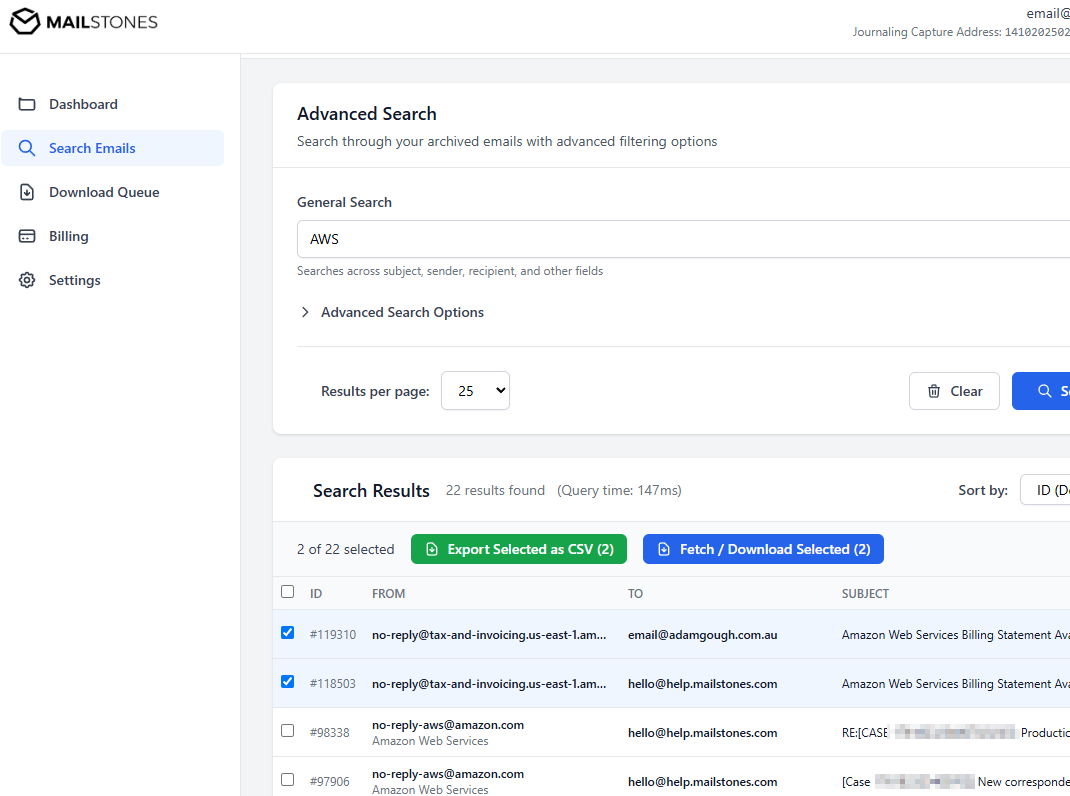 Fetch and Export Interface