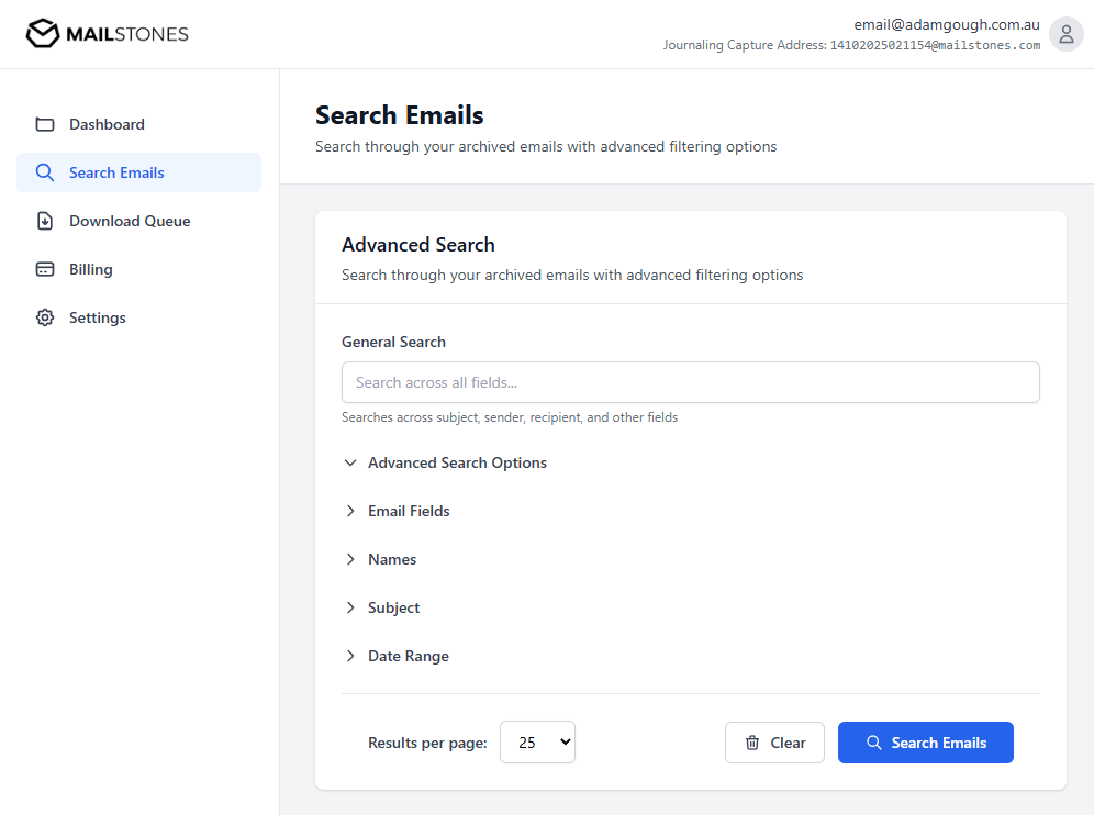 Search and Filter Interface